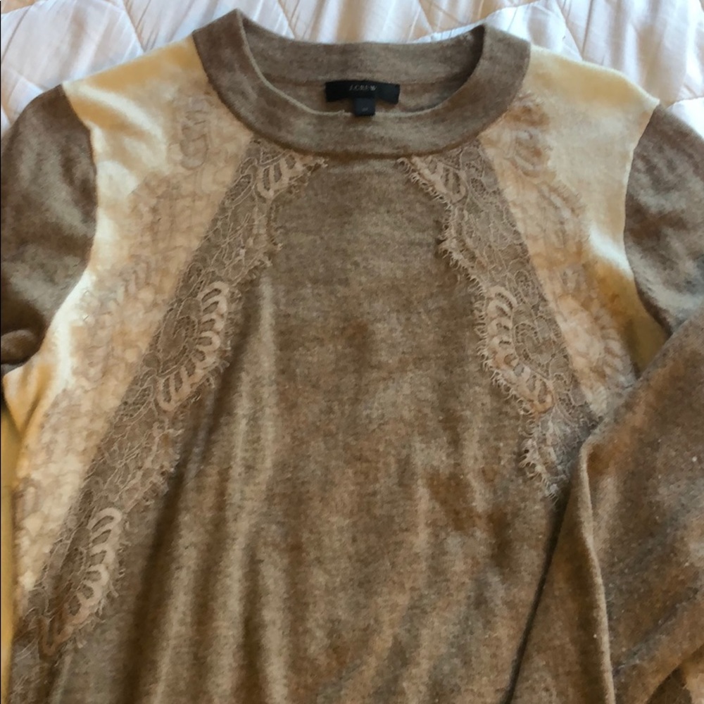 Jcrew cream and tan lace sweater